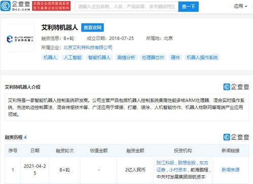 智能機器人控制系統研發商艾利特機器人完成B輪融資，投資方含聯想創投